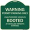 Signmission Permit Parking Only Unauthorized Vehicles Booted at Vehicle Owners Expense, A-DES-G-1818-22712 A-DES-G-1818-22712 - alternate 1